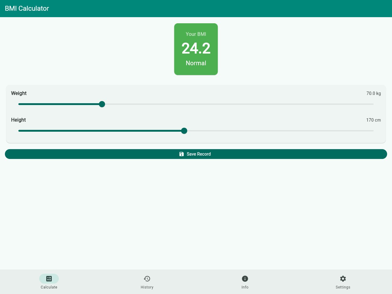 Bmi Calculator template screenshot