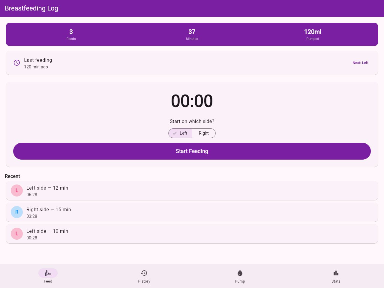 Breastfeeding Log template screenshot