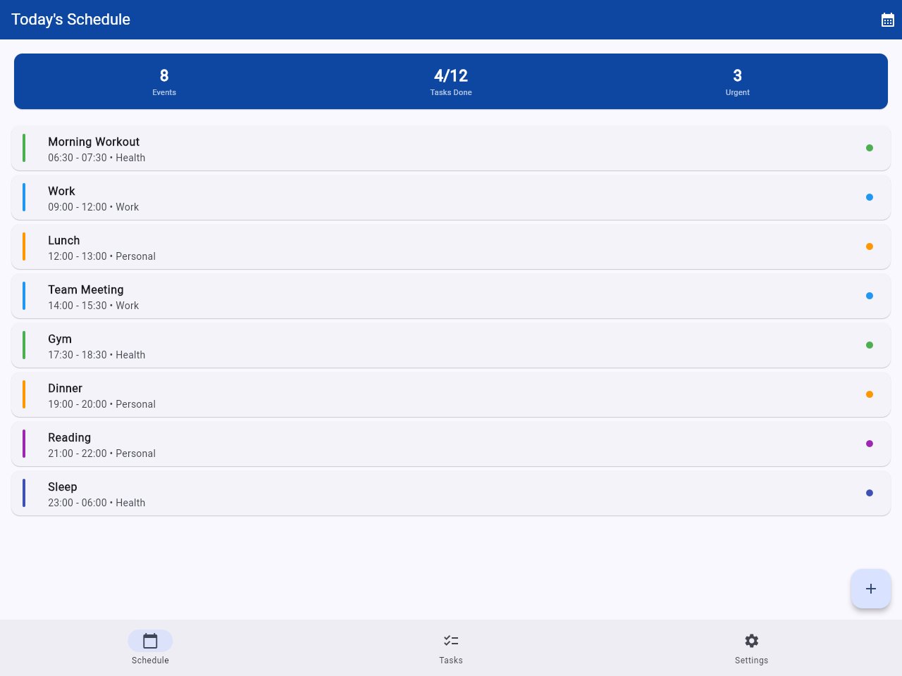 Daily Planner template screenshot