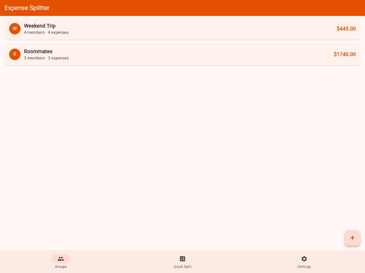 Expense Splitter template screenshot