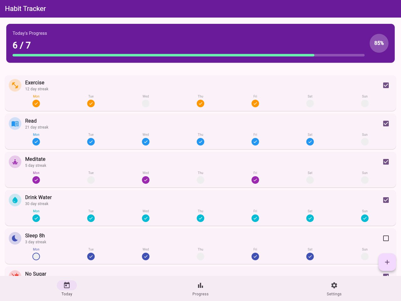 Habit Tracker template screenshot