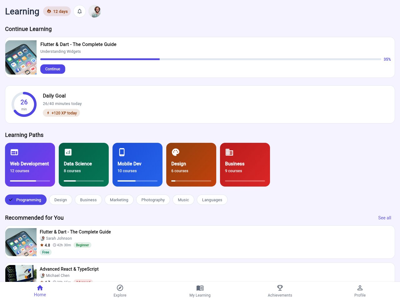 Anteprima del modello Learning Platform