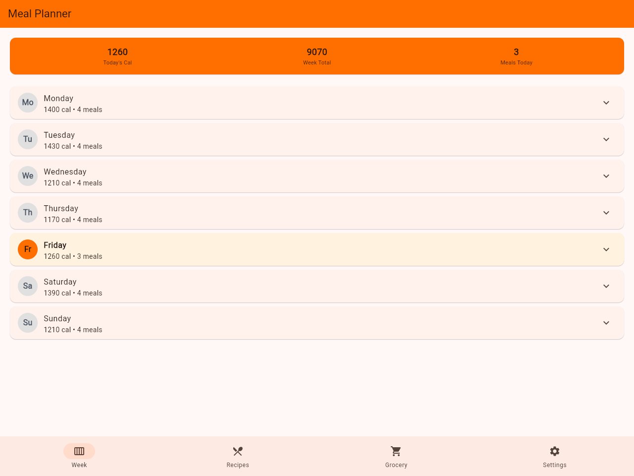 Meal Planner template preview