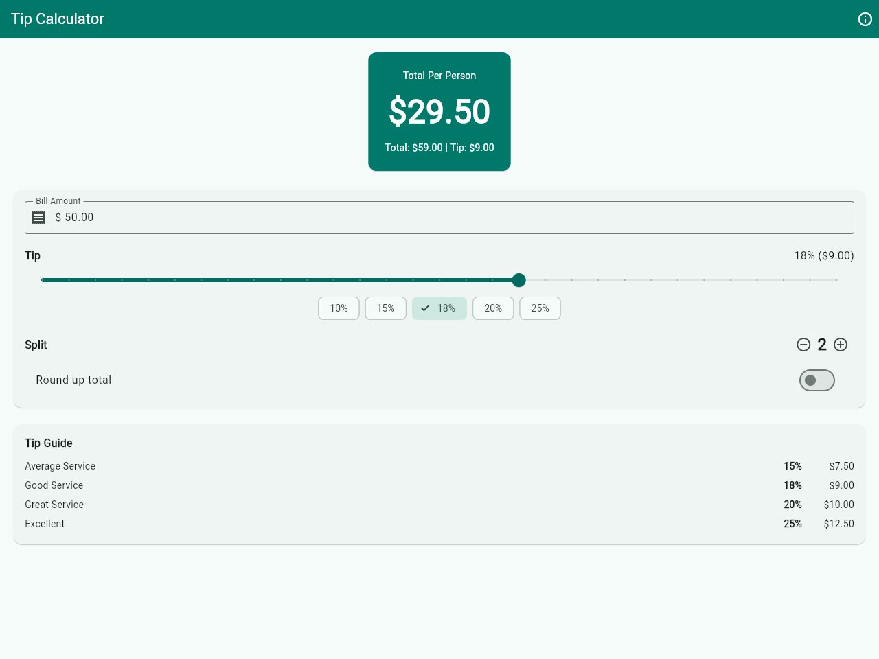 Tip Calculator template preview