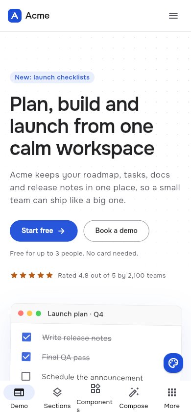 Podgląd szablonu Flutter UI Starter