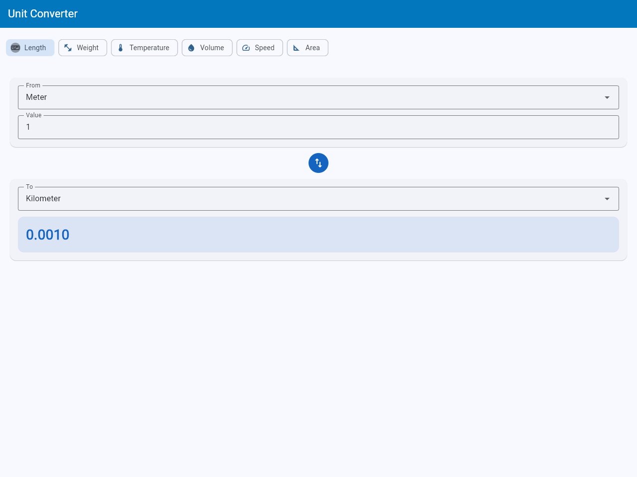 Unit Converter template preview