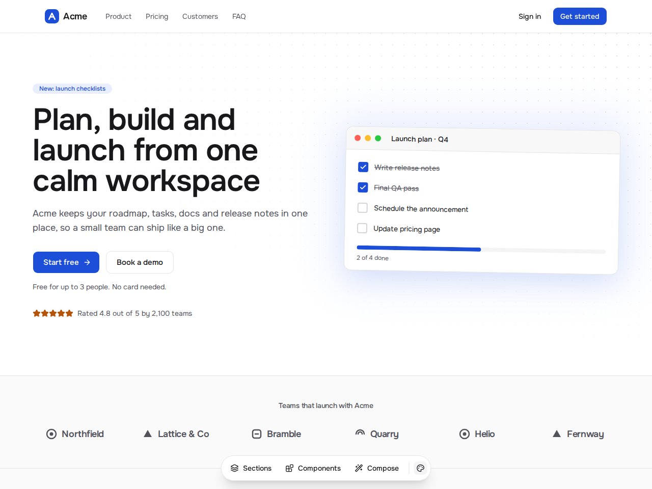 Anteprima del modello Next.js UI Starter