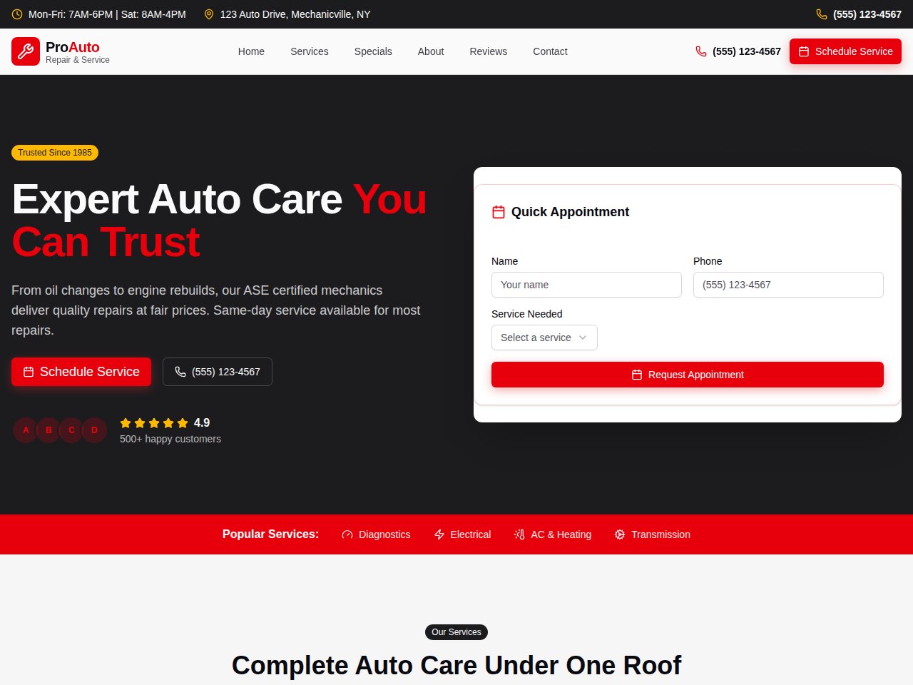 Auto Repair template screenshot