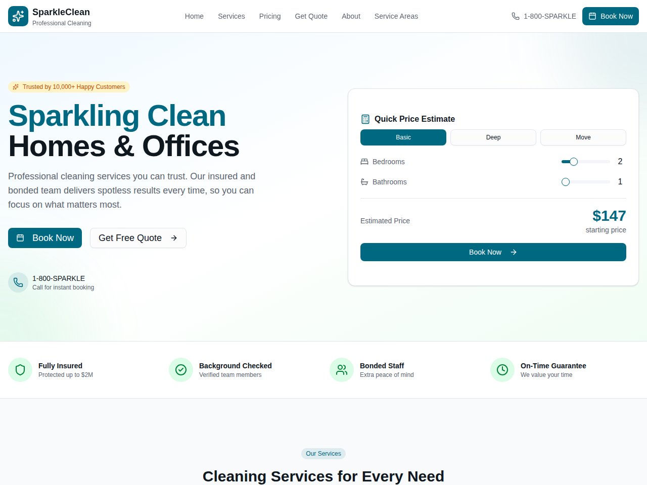 معاينة القالب Cleaning Service