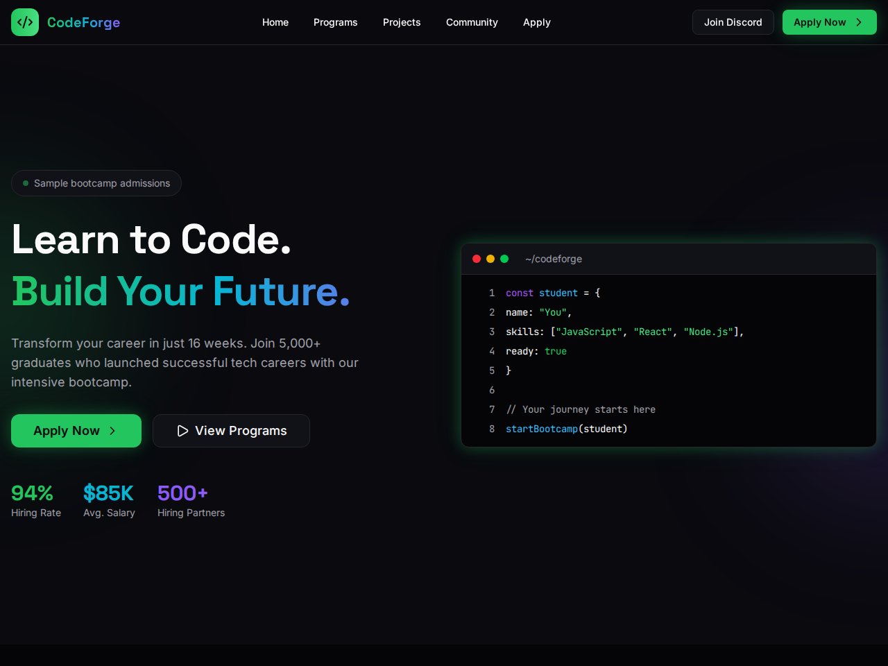 معاينة القالب Coding Bootcamp
