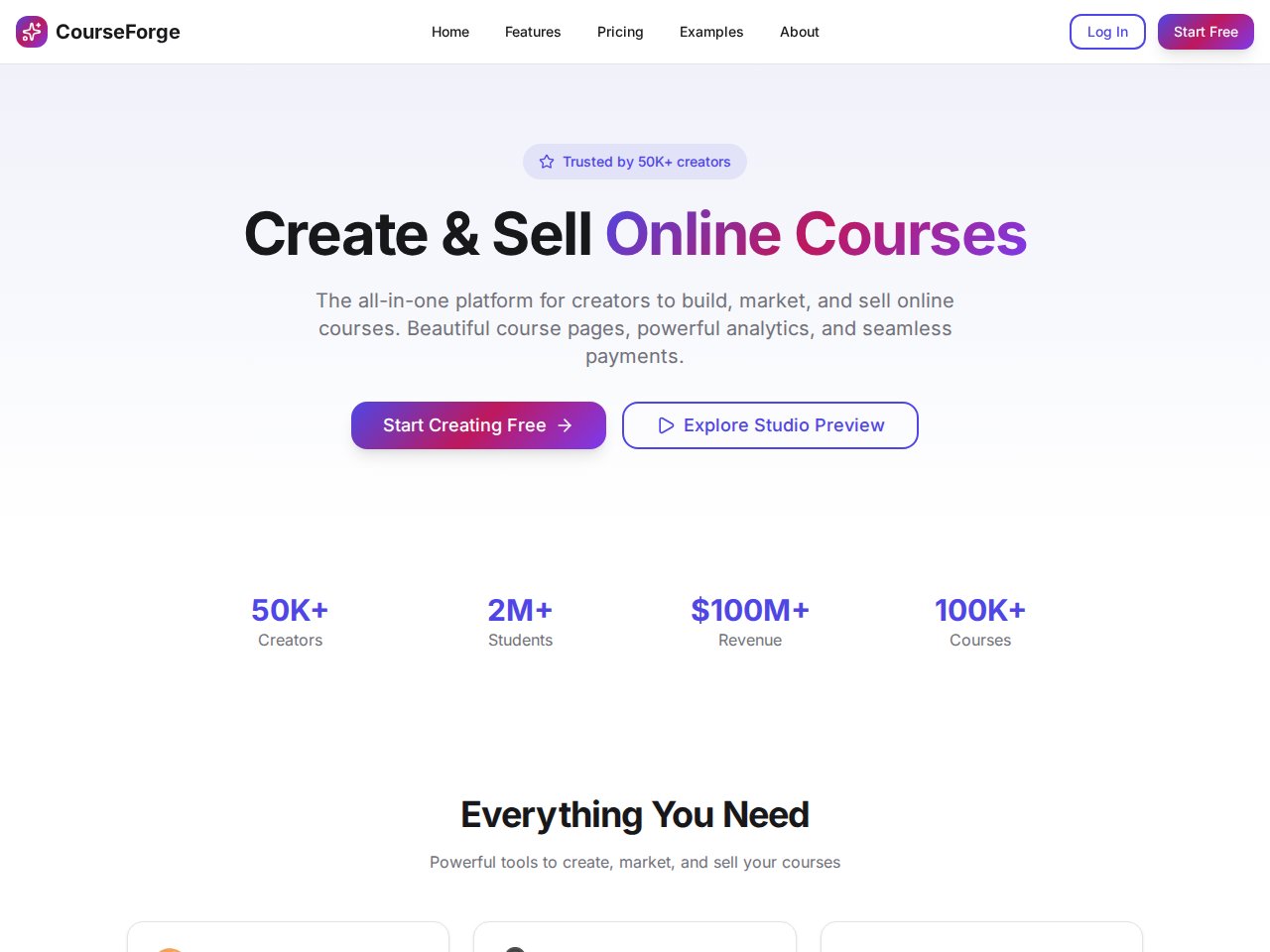 Course Creator template preview