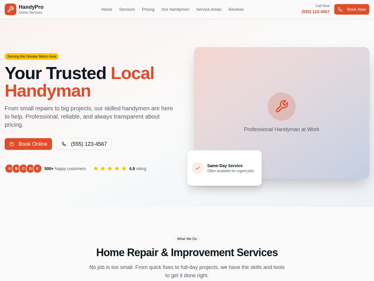Handyman template screenshot