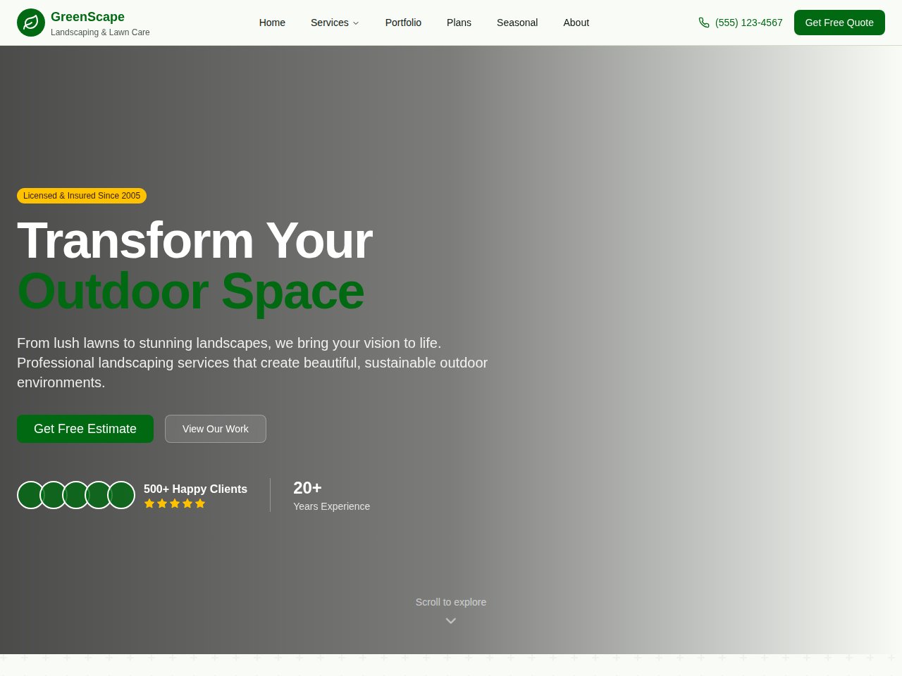 Landscaping template screenshot