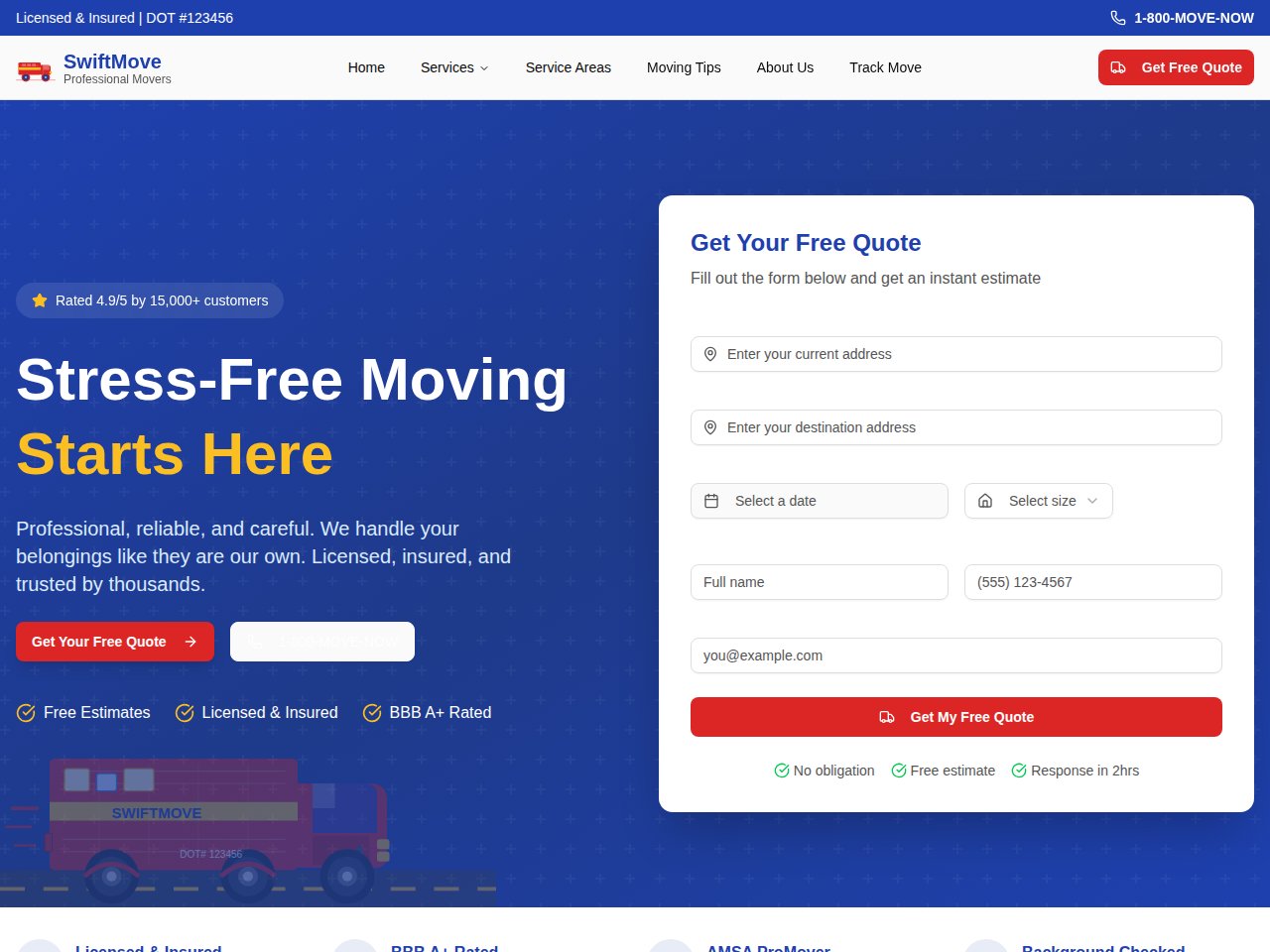 Moving Company template screenshot
