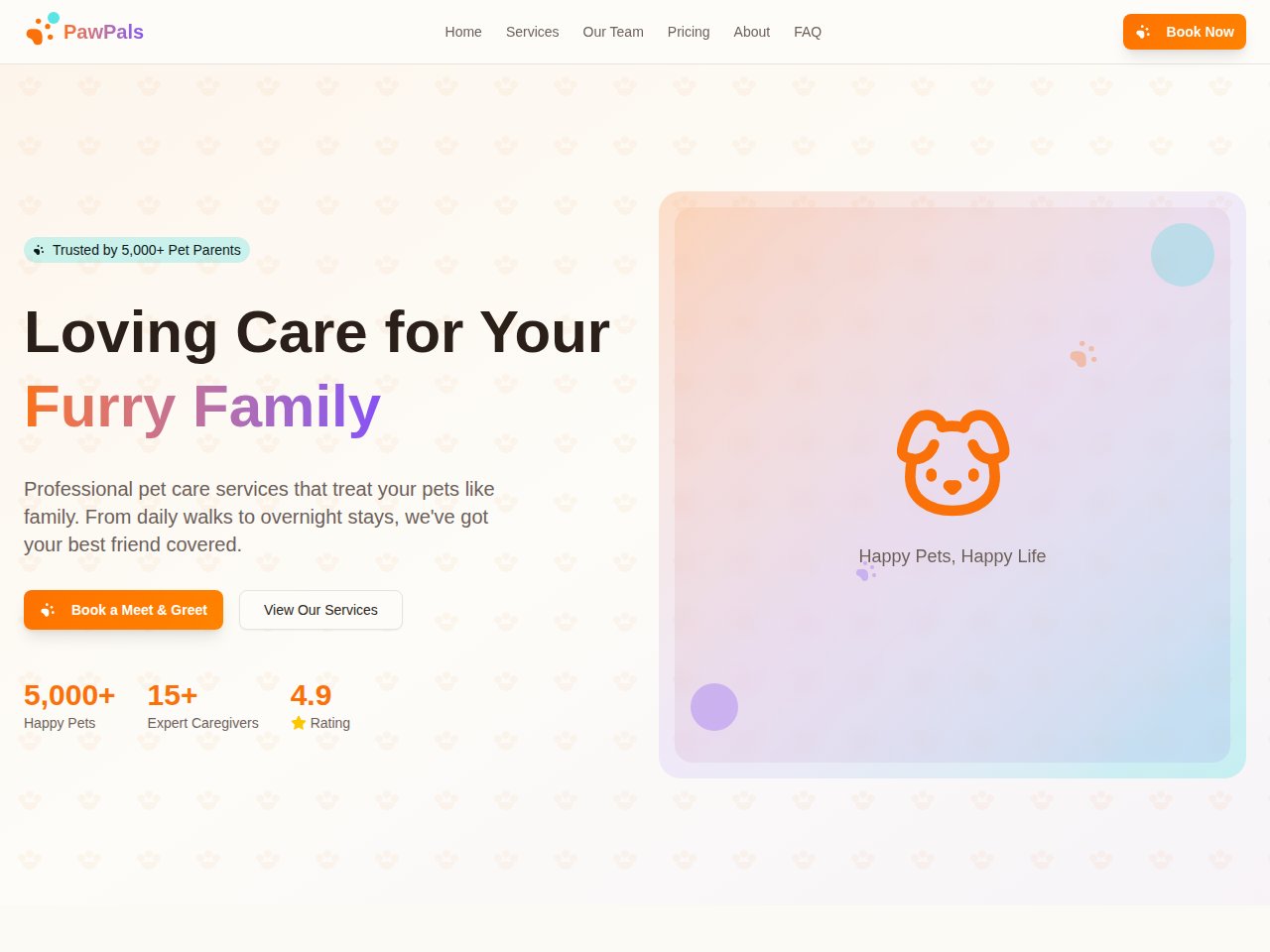 Pet Services template preview