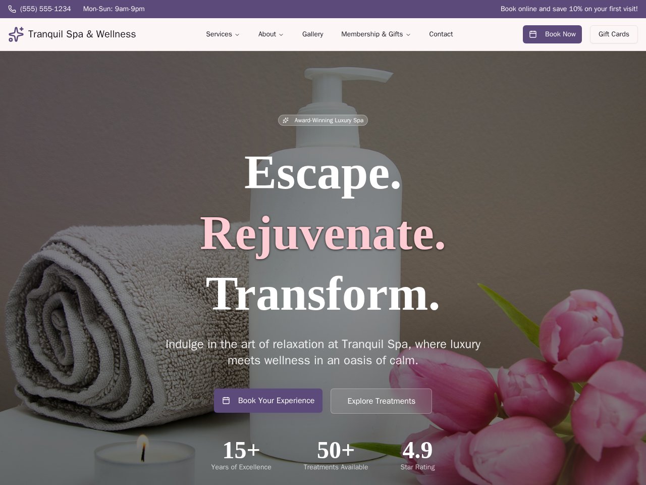 Spa Wellness टेम्पलेट पूर्वावलोकन