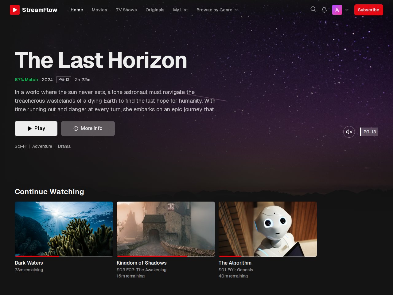 Streaming Platform template screenshot