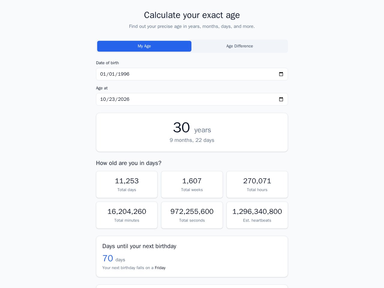 Age Calculator template preview