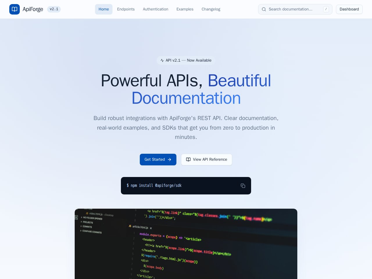 Api Documentation template screenshot