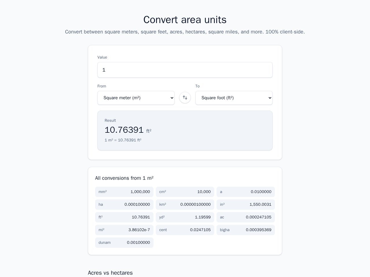 Anteprima del modello Area Converter