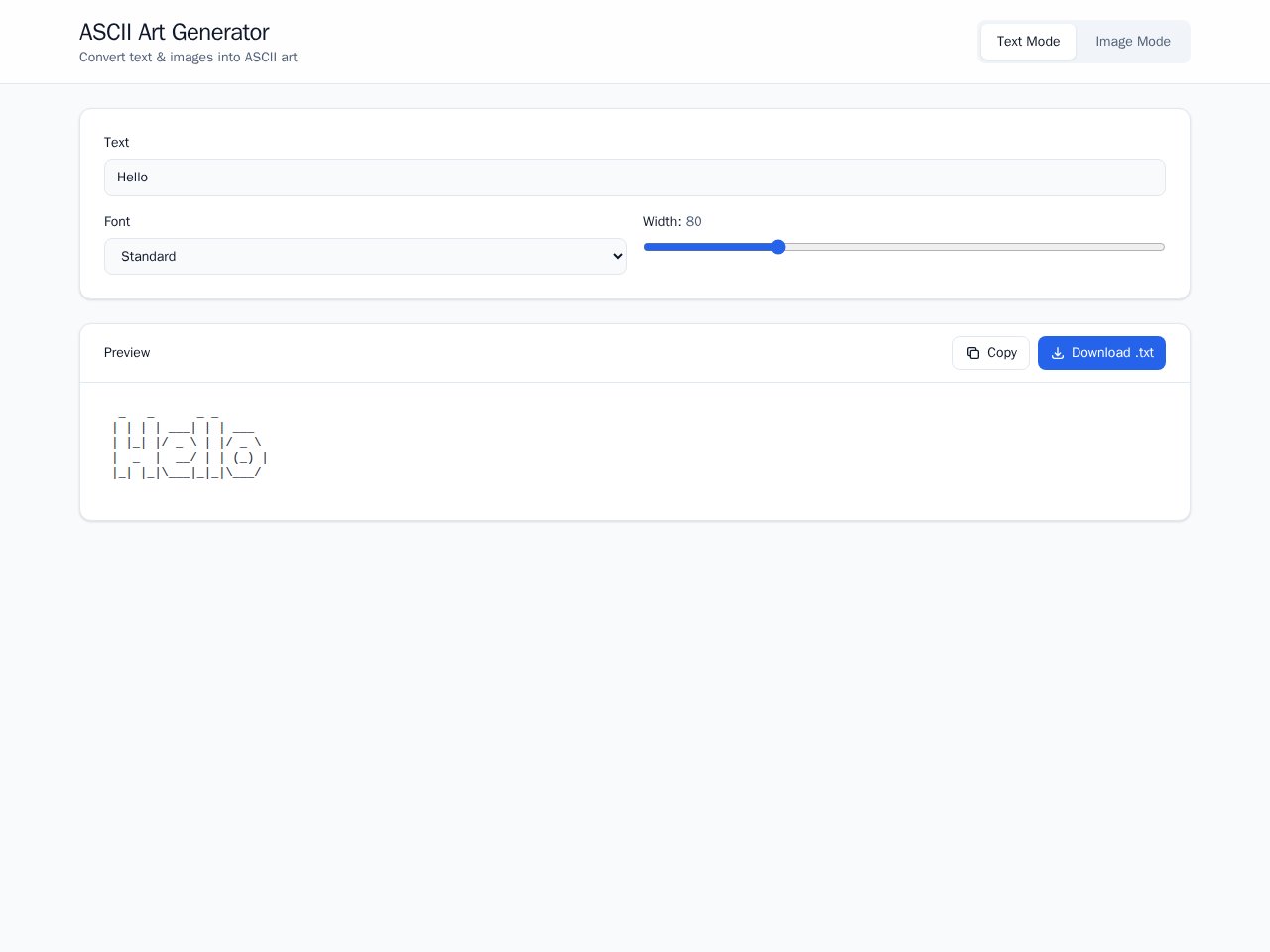 معاينة القالب Ascii Art