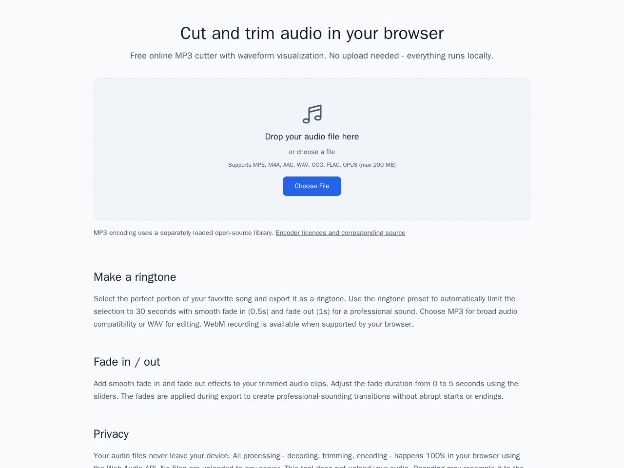 Audio Trimmer टेम्पलेट पूर्वावलोकन