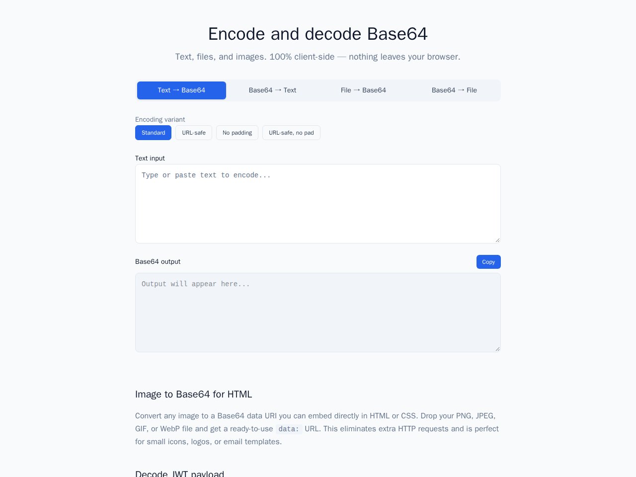 Base64 template screenshot