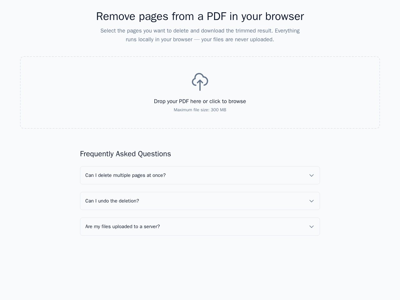 Delete Pages template preview