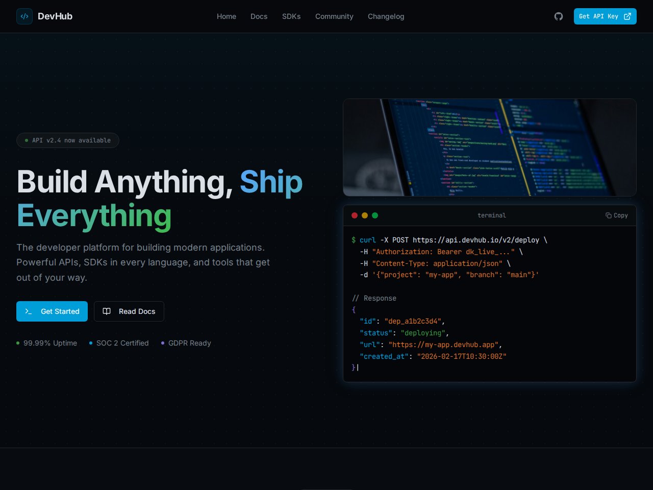 Developer Portal template screenshot