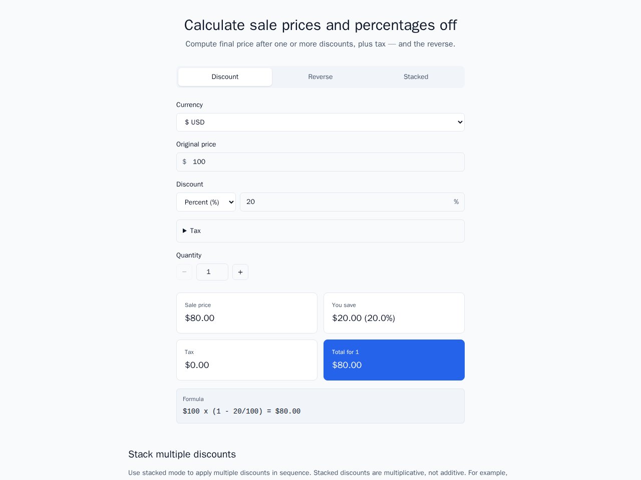 Discount Calculator Vorlagenvorschau