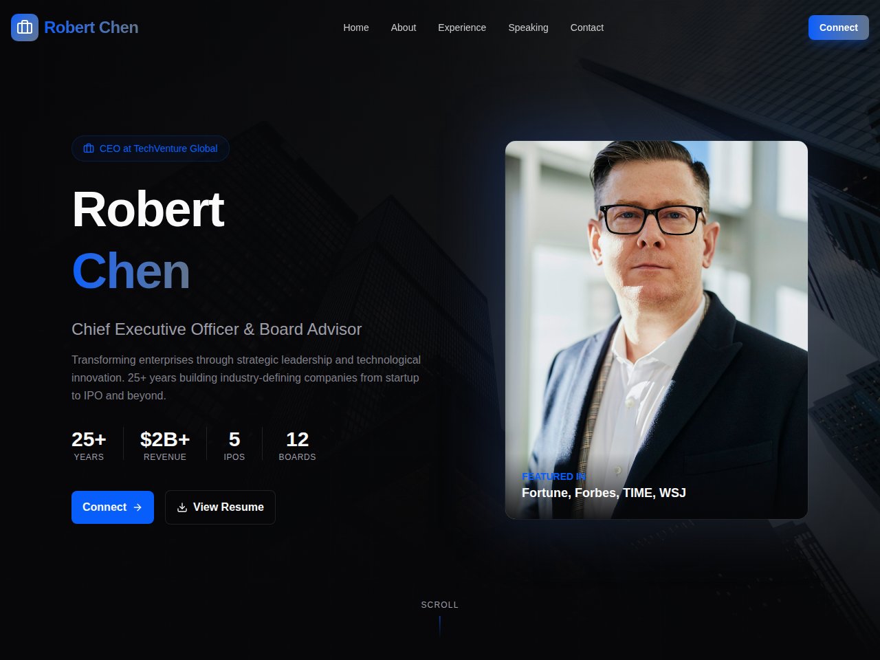 Executive Profile template screenshot