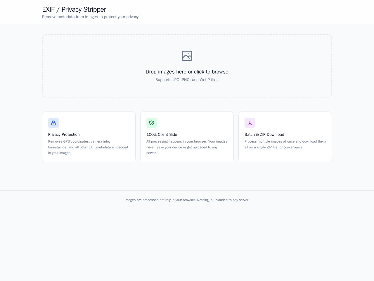 Exif Stripper template preview