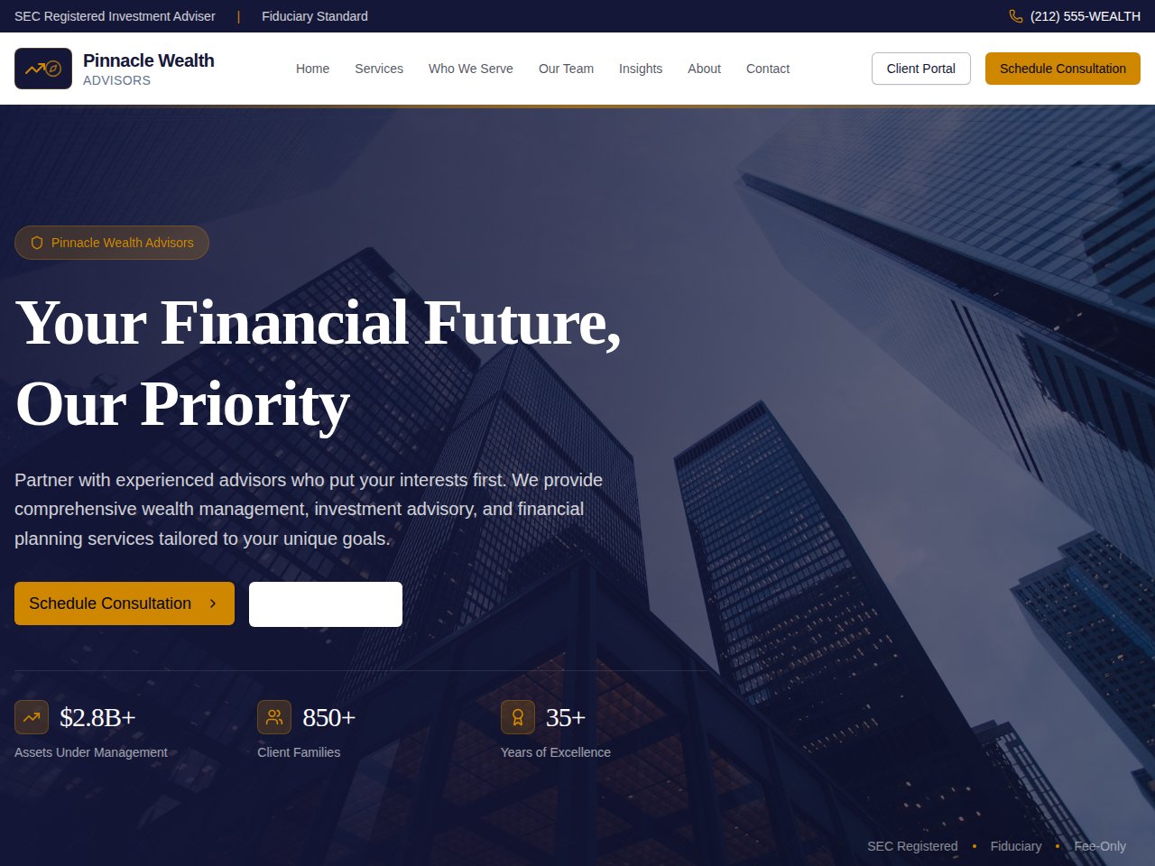 Financial Advisor template screenshot