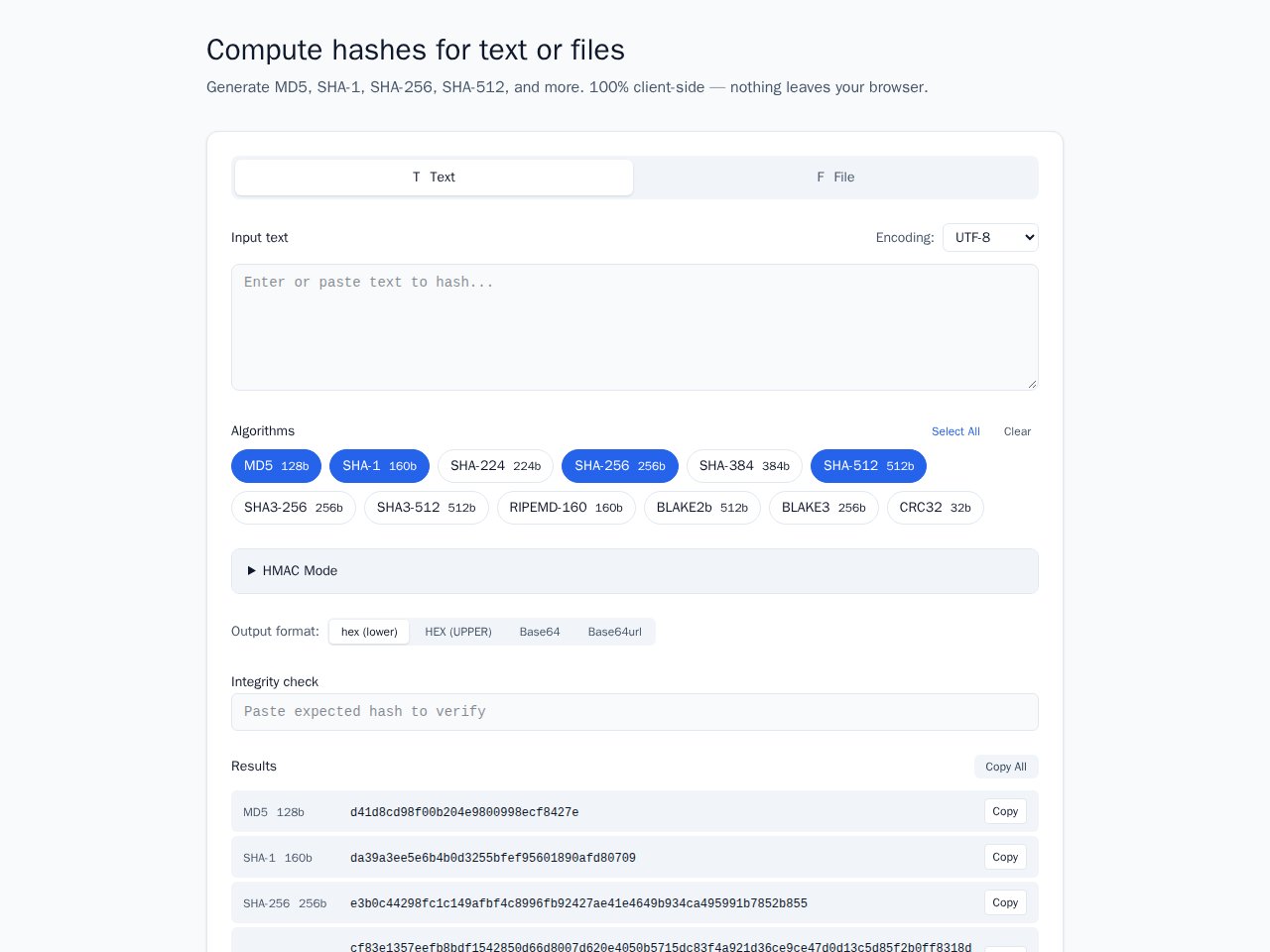 Hash Generator template preview