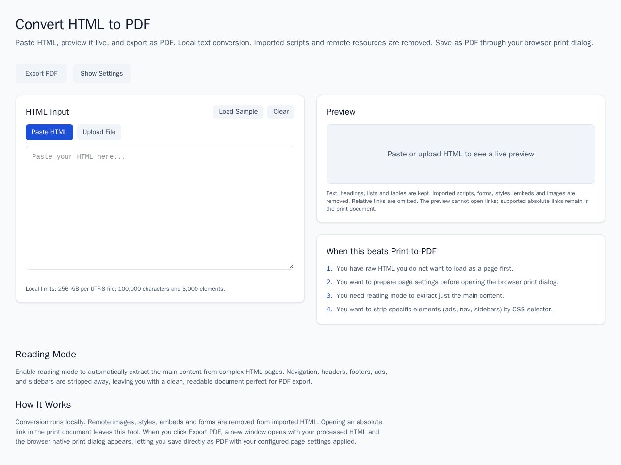 Vista previa de la plantilla Html To Pdf