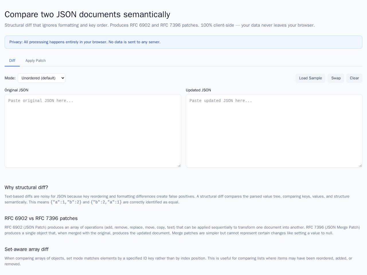 Json Diff template preview