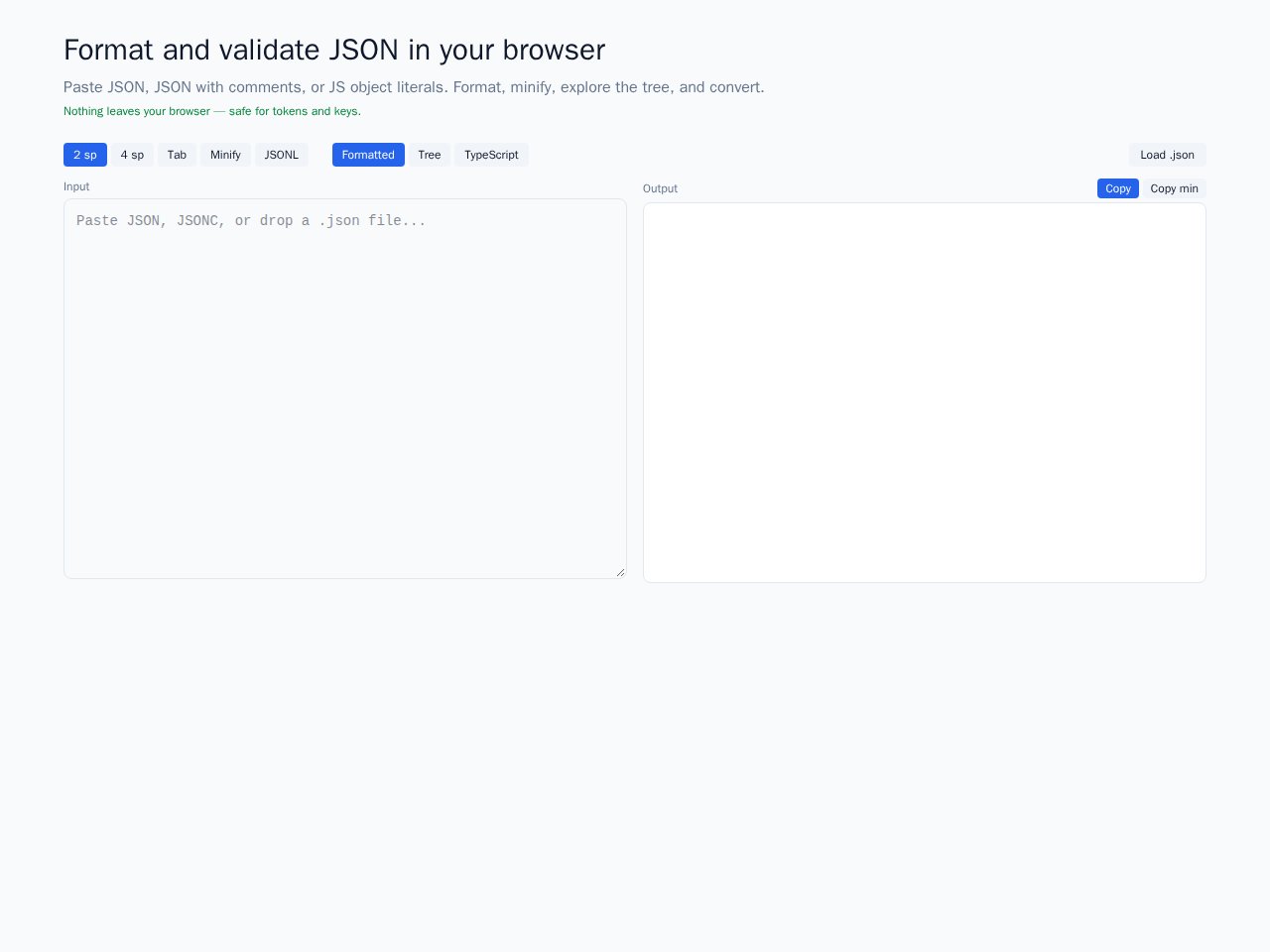 Json Formatter template preview