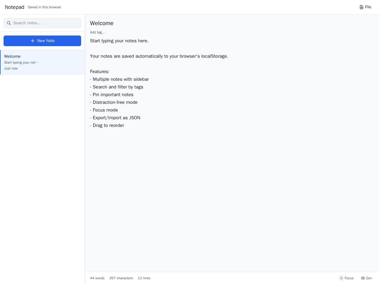 Notepad template preview