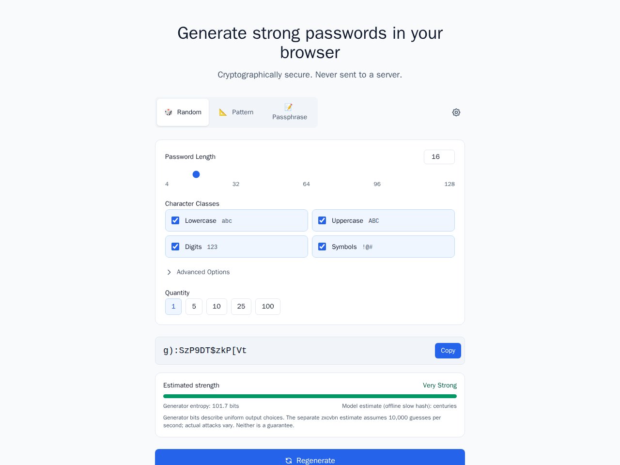 Podgląd szablonu Password Generator