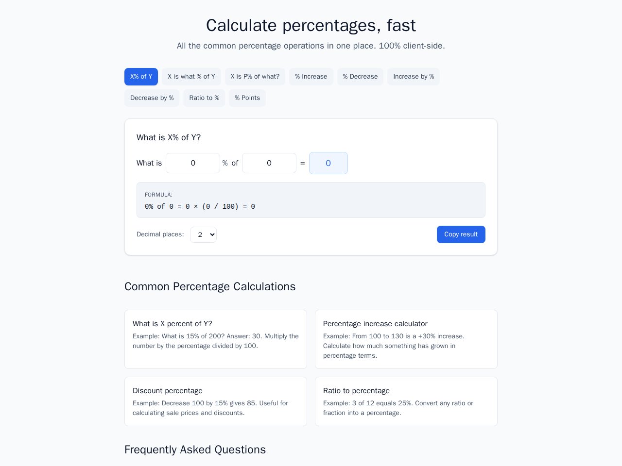 Podgląd szablonu Percentage Calculator