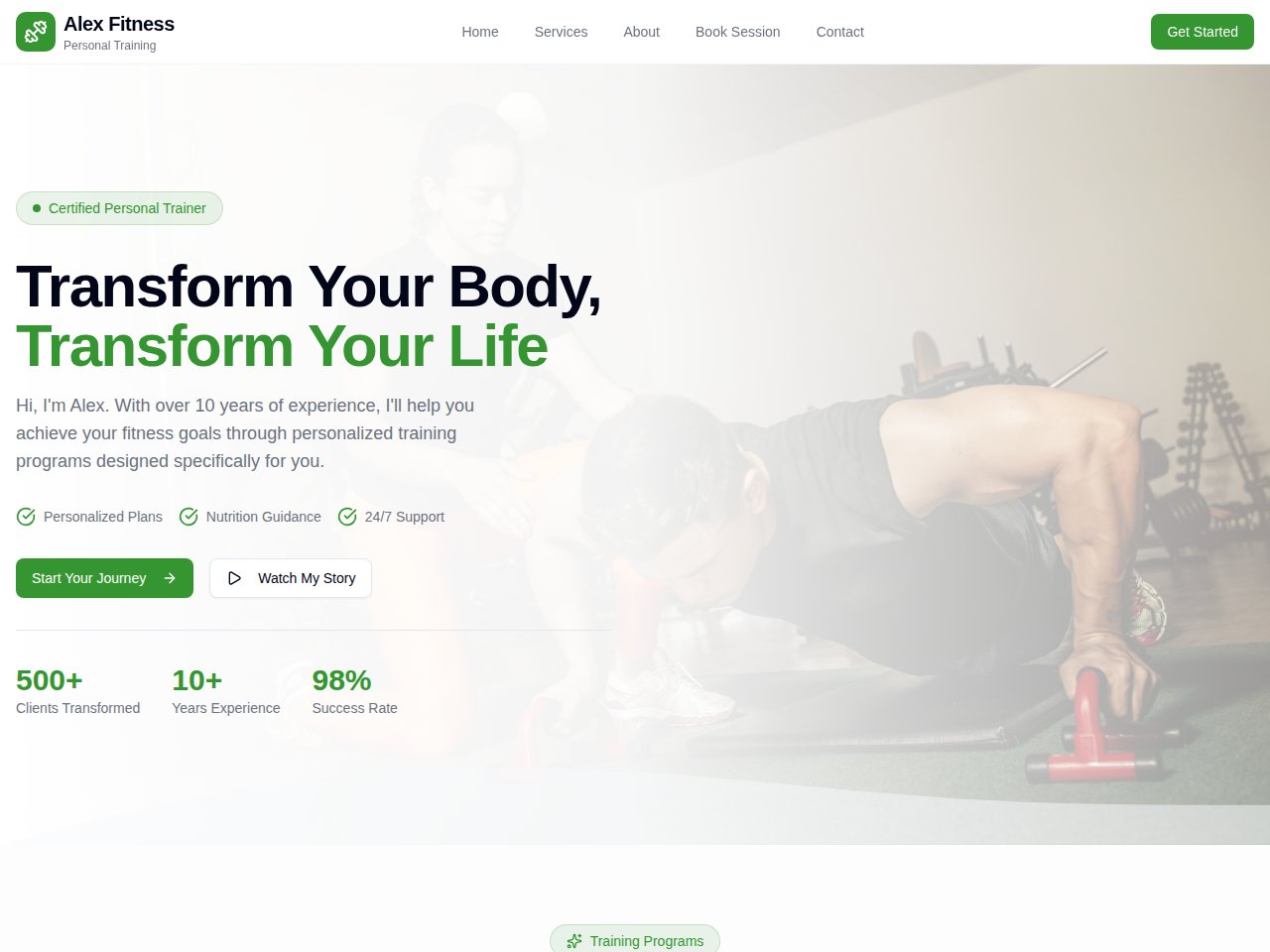 Personal Trainer template screenshot