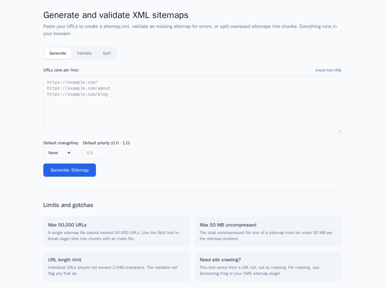 Sitemap Tool template screenshot