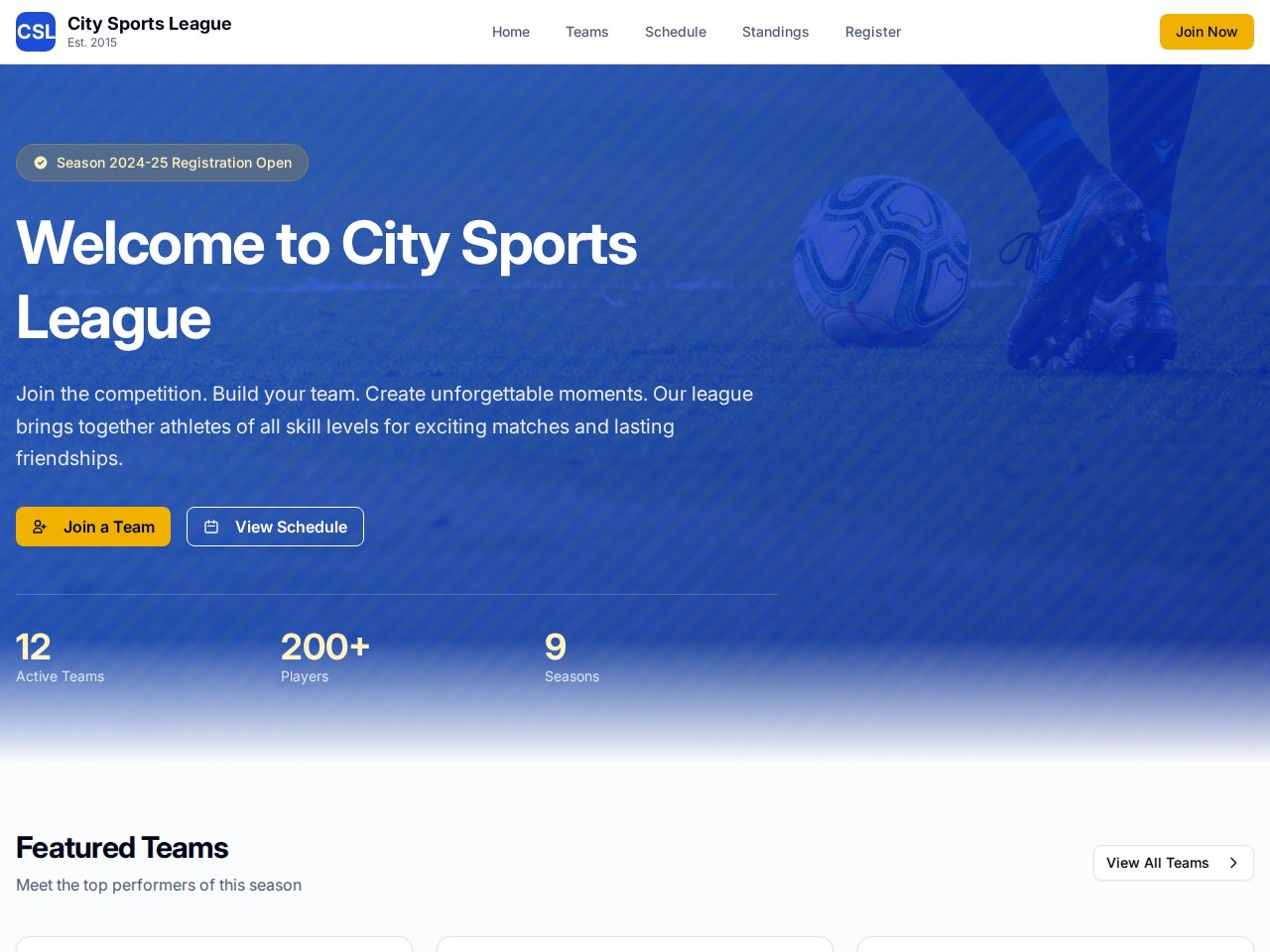 Sports League Club template preview