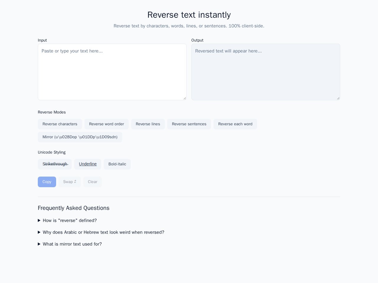 Text Reverser template preview