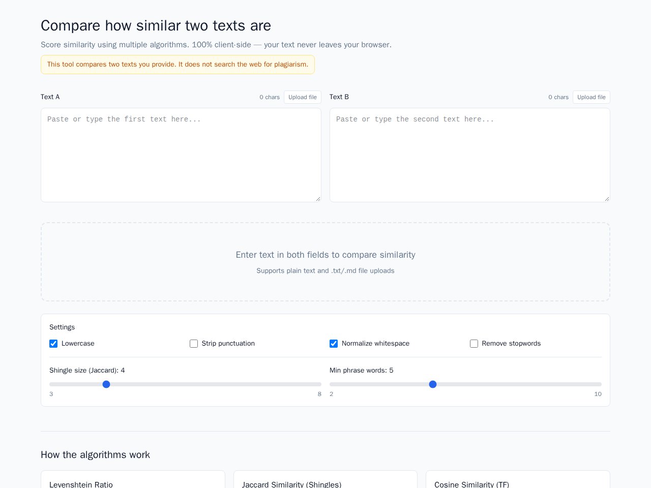 Text Similarity template preview