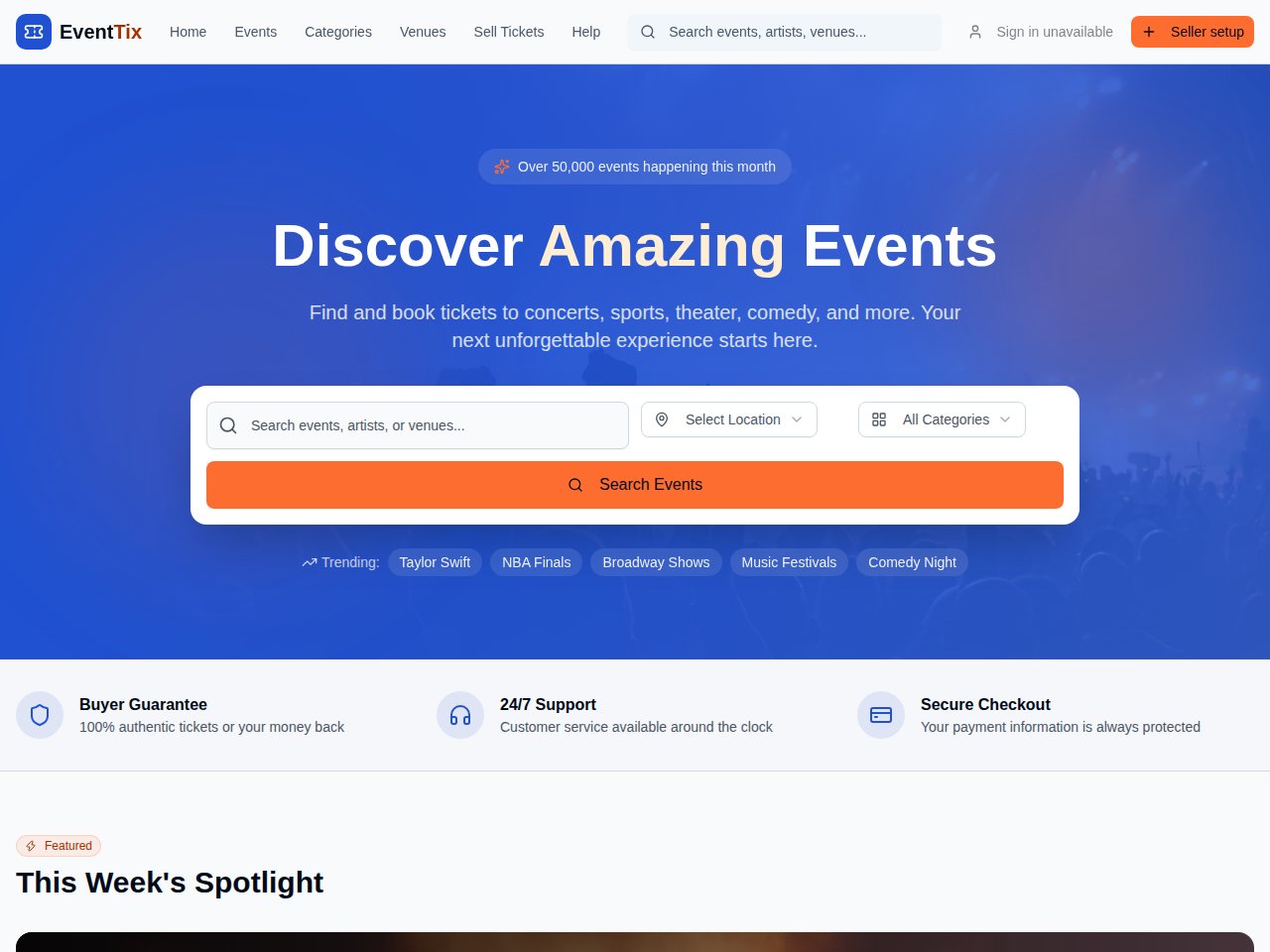 Ticketing Platform টেমপ্লেট প্রিভিউ