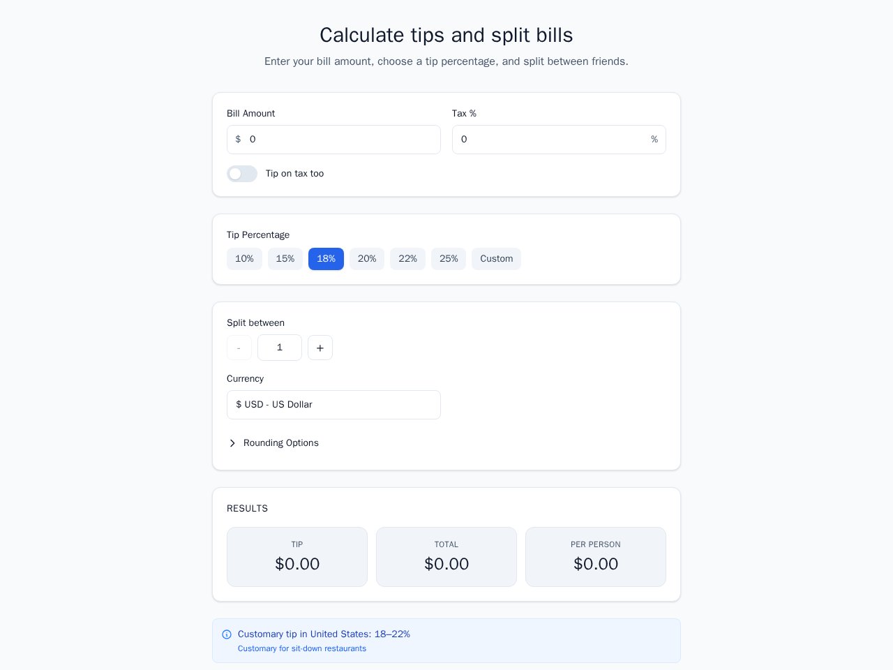 Tip Calculator template preview