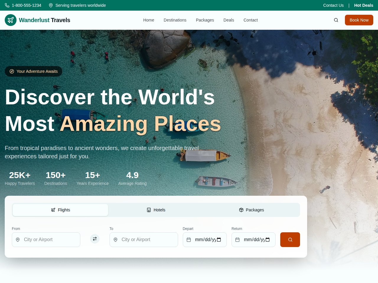 Aperçu du modèle Travel Agency