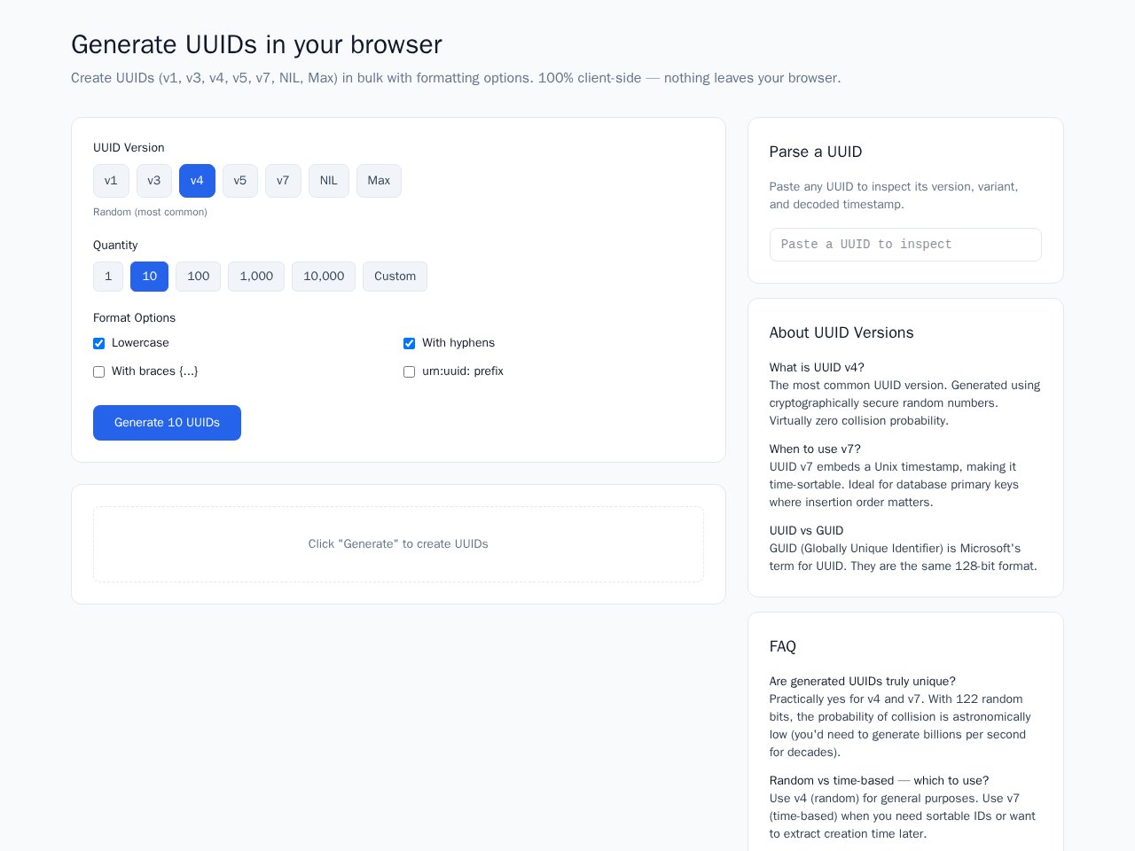 Uuid Generator template preview