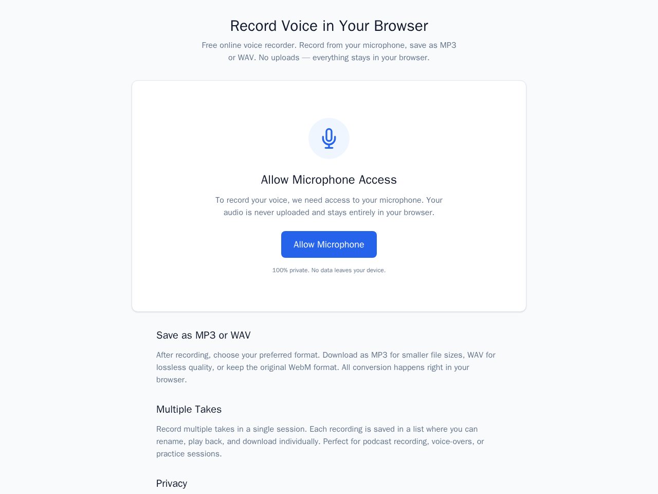 Voice Recorder template preview